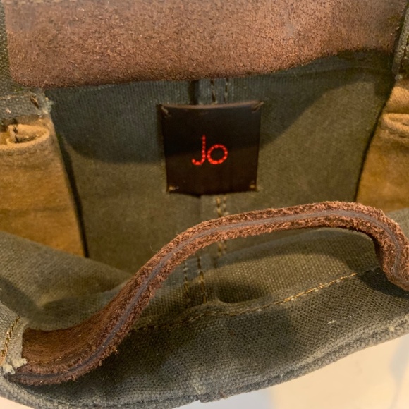 Anthropologie JO Bag Industrial Canvas Distressed Leather Chain Satchel WAY COOL - Picture 14 of 14